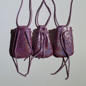 Pouch Necklace - Holographic Pink - Crystal Pouch